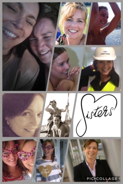 A collage of photographs celebrating Sarah's sister Julie
